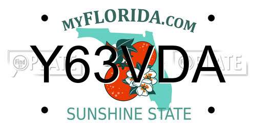 Y63VDA Florida License Plate