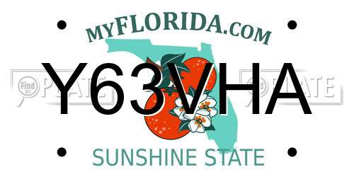 Y63VHA Florida License Plate