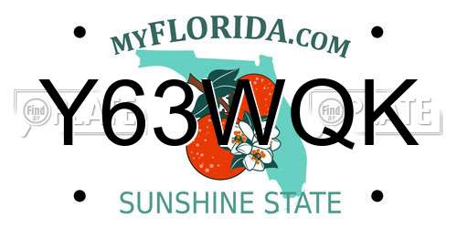 Y63WQK Florida License Plate