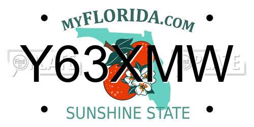 Y63XMW Florida License Plate