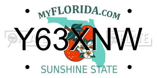 Y63XNW Florida License Plate