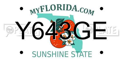 Y643GE Florida License Plate