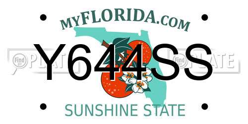 Y644SS Florida License Plate