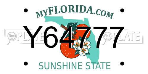 Y64777 Florida License Plate