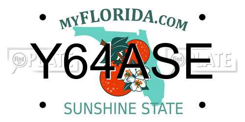 Y64ASE Florida License Plate