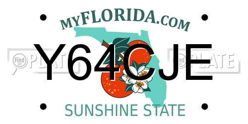 Y64CJE Florida License Plate