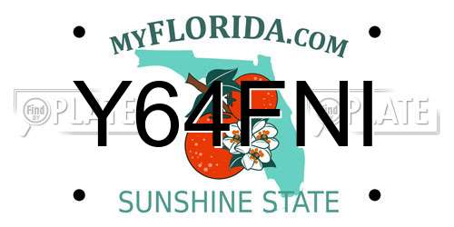 Y64FNI Florida License Plate