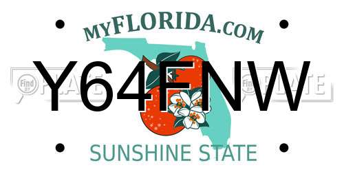 Y64FNW Florida License Plate