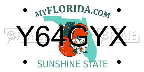 Y64GYX Florida License Plate