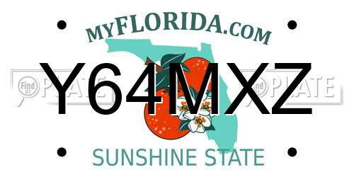 Y64MXZ Florida License Plate