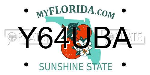 Y64UBA Florida License Plate