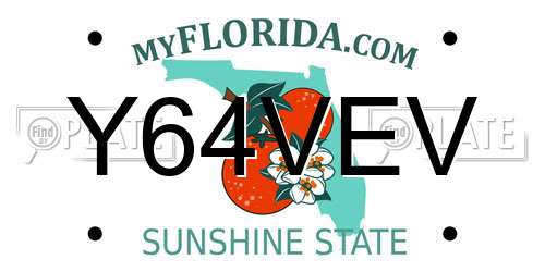 Y64VEV Florida License Plate
