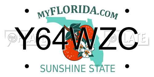 Y64WZC Florida License Plate