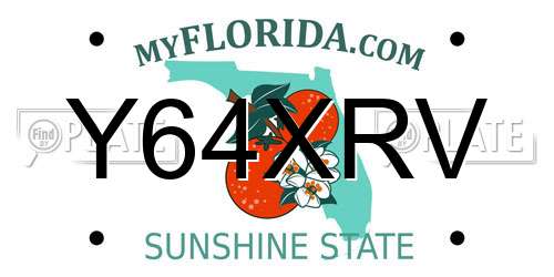 Y64XRV Florida License Plate