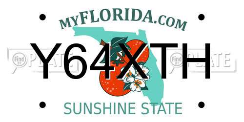Y64XTH Florida License Plate