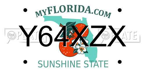Y64XZX Florida License Plate