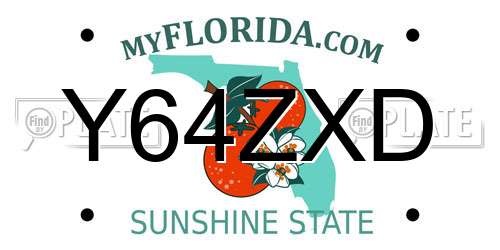 Y64ZXD Florida License Plate
