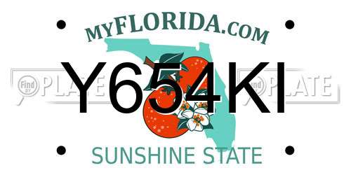 Y654KI Florida License Plate