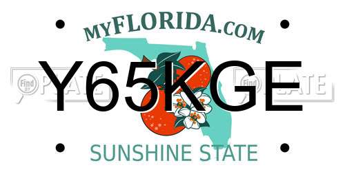 Y65KGE Florida License Plate