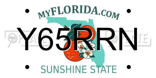 Y65RRN Florida License Plate