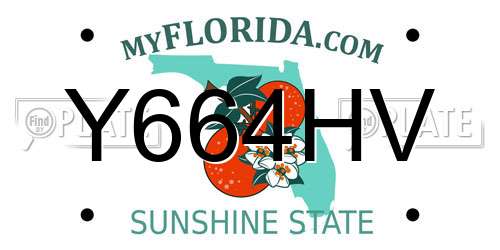 Y664HV Florida License Plate