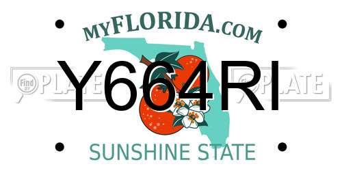 Y664RI Florida License Plate