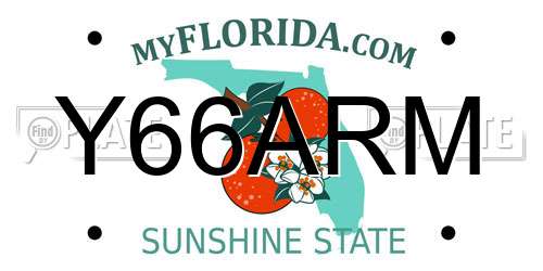 Y66ARM Florida License Plate