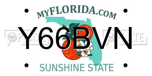 Y66BVN Florida License Plate
