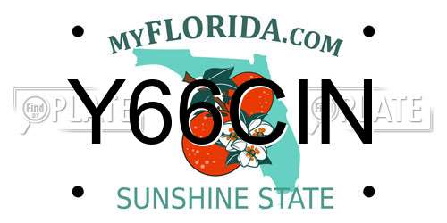Y66CIN Florida License Plate