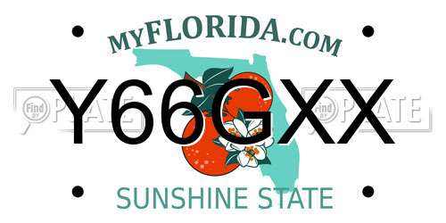 Y66GXX Florida License Plate