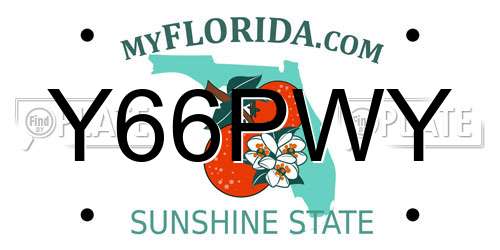 Y66PWY Florida License Plate