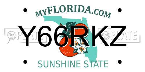 Y66RKZ Florida License Plate