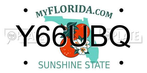 Y66UBQ Florida License Plate