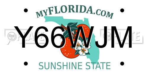 Y66WJM Florida License Plate