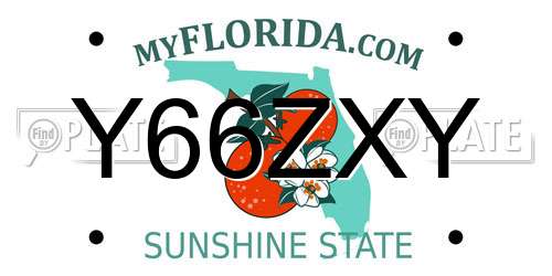 Y66ZXY Florida License Plate