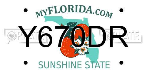 Y670DR Florida License Plate