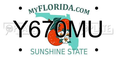Y670MU Florida License Plate
