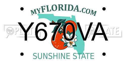 Y670VA Florida License Plate