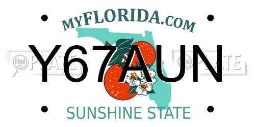 Y67AUN Florida License Plate