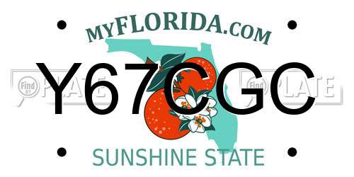 Y67CGC Florida License Plate