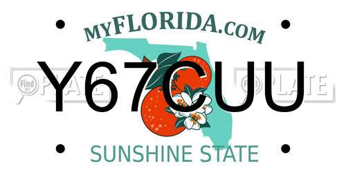 Y67CUU Florida License Plate