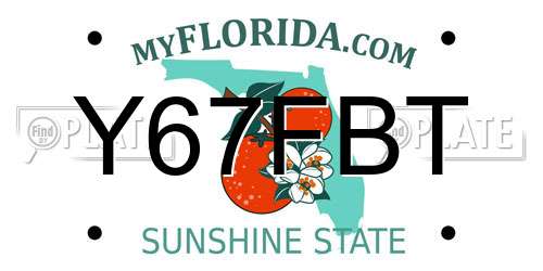 Y67FBT Florida License Plate