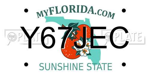Y67JEC Florida License Plate