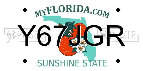 Y67JGR Florida License Plate