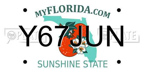 Y67JUN Florida License Plate