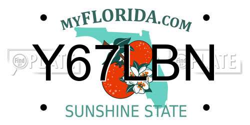 Y67LBN Florida License Plate