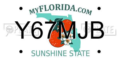 Y67MJB Florida License Plate