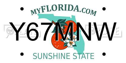 Y67MNW Florida License Plate