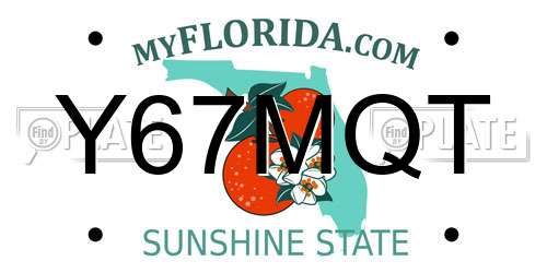 Y67MQT Florida License Plate