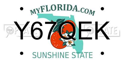 Y67QEK Florida License Plate